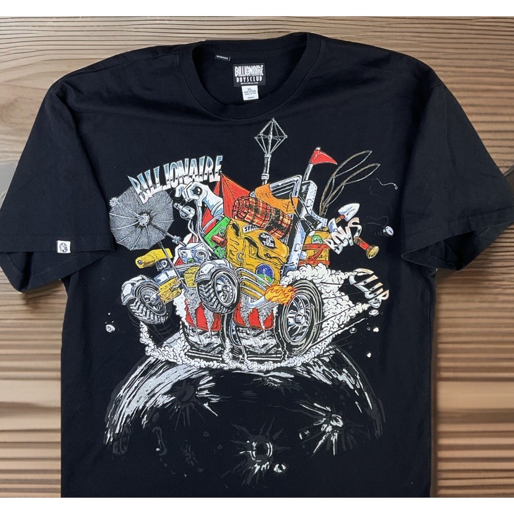 Billionaire Boys Club Mens Sz XL Space Moon Camp Graphic T-Shirt Black BBC Tee